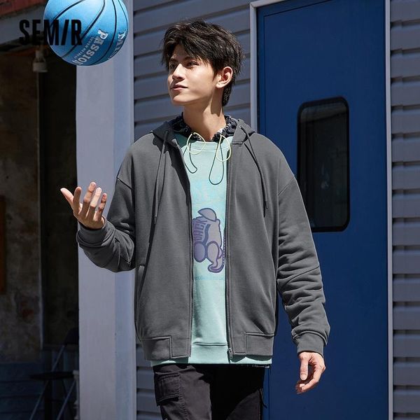 

men's jackets semir jacket men cardigan 2021 autumn korean gray man loose hooded knitted coat, Black;brown