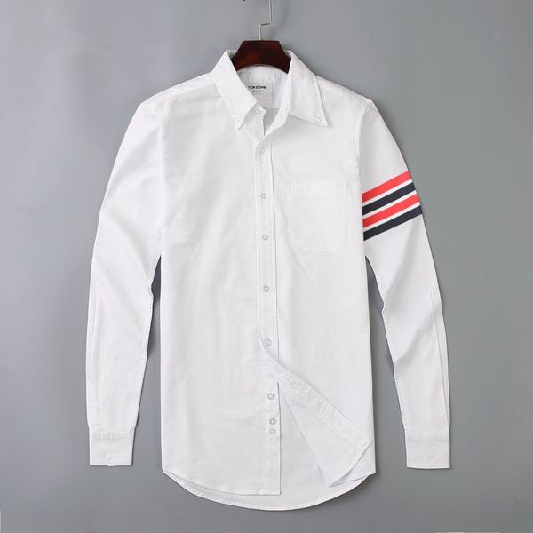 

design clothing fashion oxford spinning white new long sleeve color bar business casual shirt for men and women, White;black