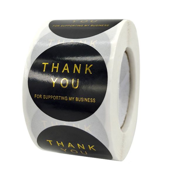 

500pcs 1.5inch black gold color thank you for supporting my small business adhesive stickers envelope gift box decor label