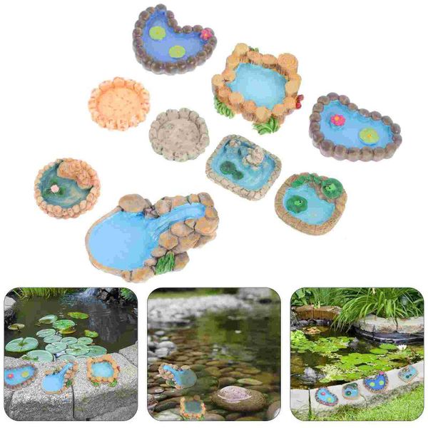

garden decorations 9pcs miniature pool creative micro artificial (random style)