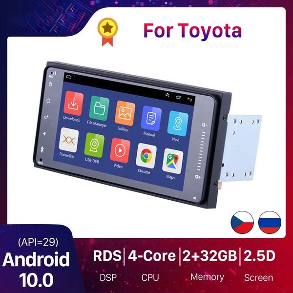 Универсальный 2 ГБ ОЗУ автомобиль DVD Мультимедийный плеер Fortoyota Vios Crown Camry Hiace Previa Corolla Rav4 Android 10.0 Radio GPS