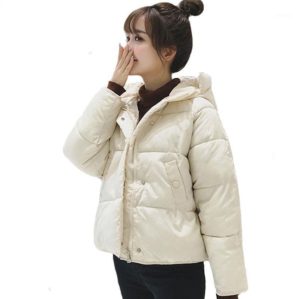 

korean winter jacket with hat, cotton button and tightness coat, 20191, Black
