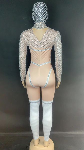 

women stage jumpsuit rave party show ds costumes rhinestone stretch skinny jumpsuit dj pole dancing bar nightclub costume, Black;red