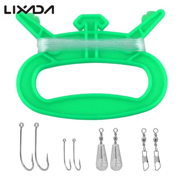 

winding line board with 30m fishing line barrel rolling swivels sinkers hooks winder bobbins spools fishing accessary