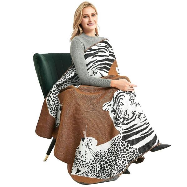 

scarves luxury leopard print blanket women cashmere feel warm winter neck wraps pashmina shawls female oversized thicken poncho cape, Blue;gray
