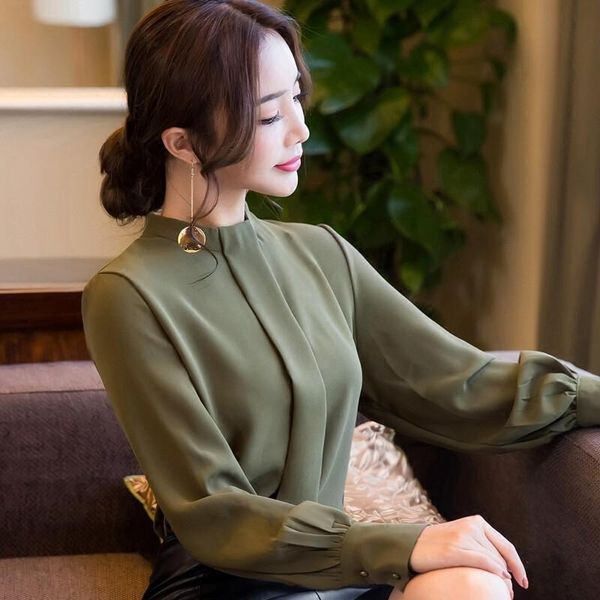

women's blouses & shirts 2021 spring women fashion ladies long sleeve casual chiffon blouse work wear office, White