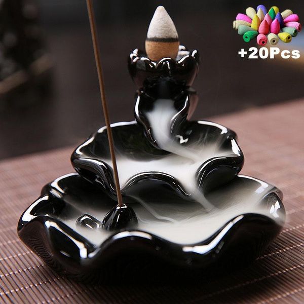 

20cones creative home decor backflow stick incense burner ceramic censer decoration use in teahouse fragrance lamps