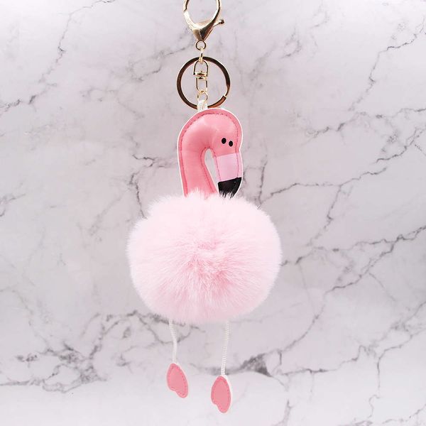 

diy flamingo hair ball key chain hanging accsori women's fur bag pendant