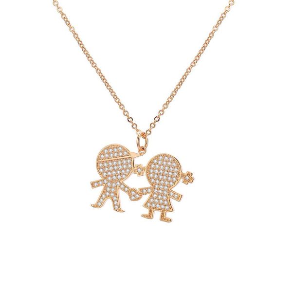 

pendant necklaces trendy figure necklace for women gold silver color boy girl shiny cz jewelry family unique gift 2021