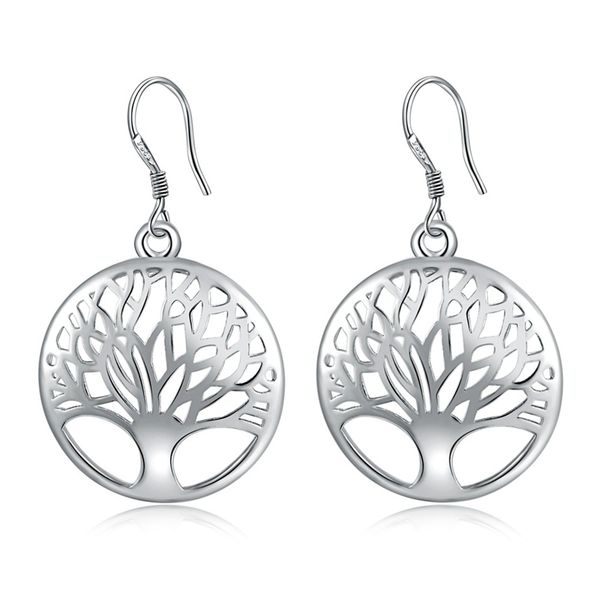 

fashion 925 silver living tree of life drop earrings jewelry unique women 925 silver jewelry gift