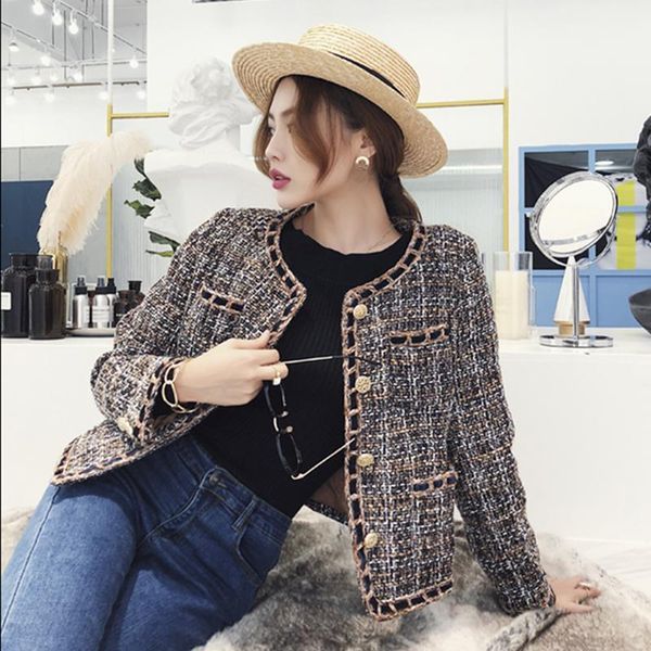 

winter woolen blend coat women 2019 casual slim fit short outerwear fashion woven woolen coat thicken cashmere overcoat lyl3141, Black