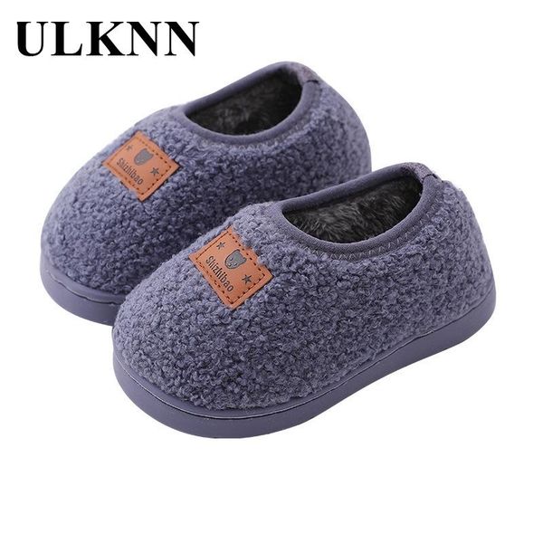 

slipper ulknn baby girls home slippers wooden floor warm cotton shoes indoor or outdoor winter children' boys non-slip 1-3 years old, Black;grey