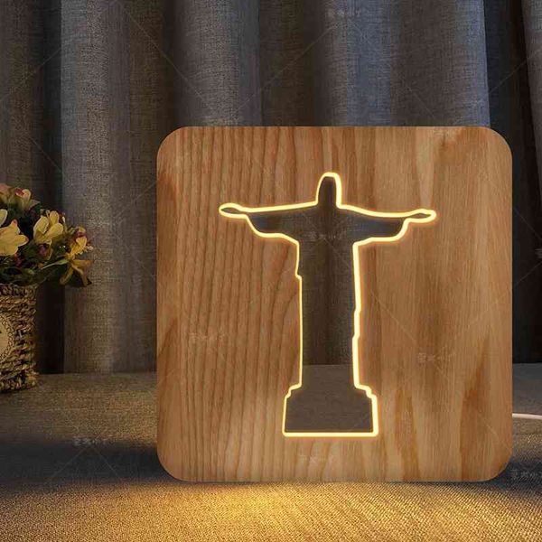

brazil jesus like solid wood night lamp children's day gift graduation souvenir