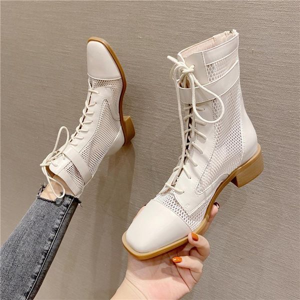 

boots 2021 mesh short women summer breathable two-color hollow cool trendy women's a, Black