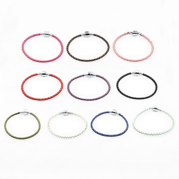 3mm de couro cabelos pulseiras cab desligue Pan Dora encantos europeu grânulos pulseira de vaca genuína diy jóias fazendo acessórios bracelet básicos presentes para homens mulheres