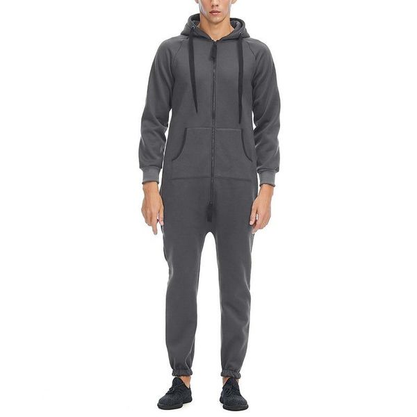 

men's tracksuits autumn men sets fashion double zipper fleece male jumpsuit tide cool hip hop printing tracksuit jogging hooded suit, Gray