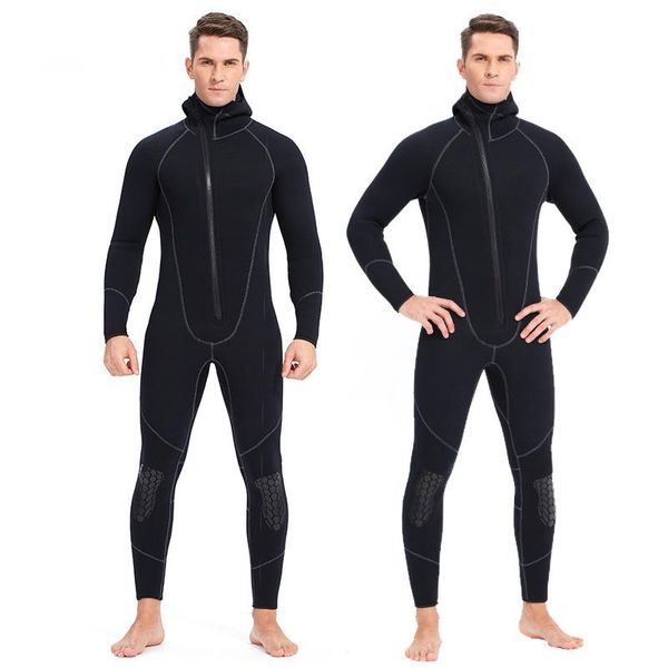 

swim wear siamese front zipper hooded cold protection suit surfing warm 5mm wetsuit for men and women