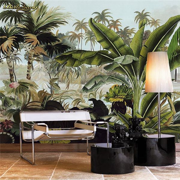 

wallpapers wellyu custom po wallpaper large mural wall sticker green coconut tree tropical rainforest plant background wall3d