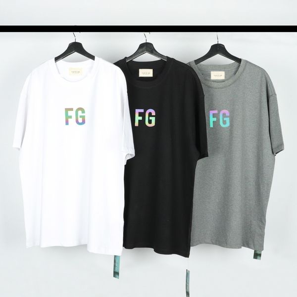 

classic men's season 6 fog rich fg letter high street round neck couple loose short sleeve men's t-shirt, Black