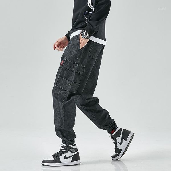 

men's jeans autumn and winter trousers korean fashion hip hop leisure harem jogging pants street -8xl, Blue