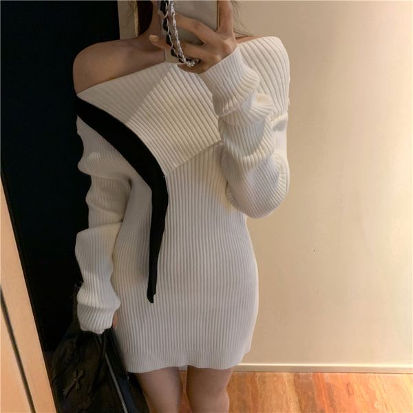 

new knit pullover 2021 spring and autumn women slim mini bodycon sweater womens (r99522) fb41, White;black