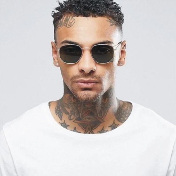 

2021 metal designer square glasses hexagon brand fishing sunglases women khqtp zonnebril driving frame small men mannen sunglasses mwjai, White;black