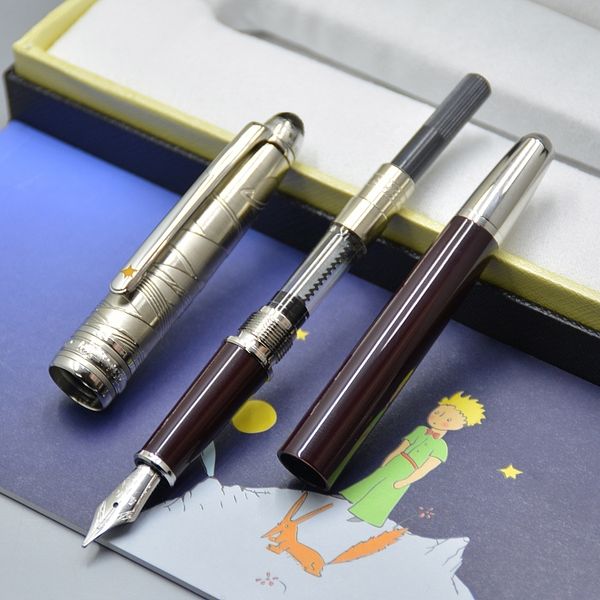 

yamalang luxury pen meistar petit prince writing roller ball ballpoint fountain pens brown and silver pilot carving cap with serial 2399