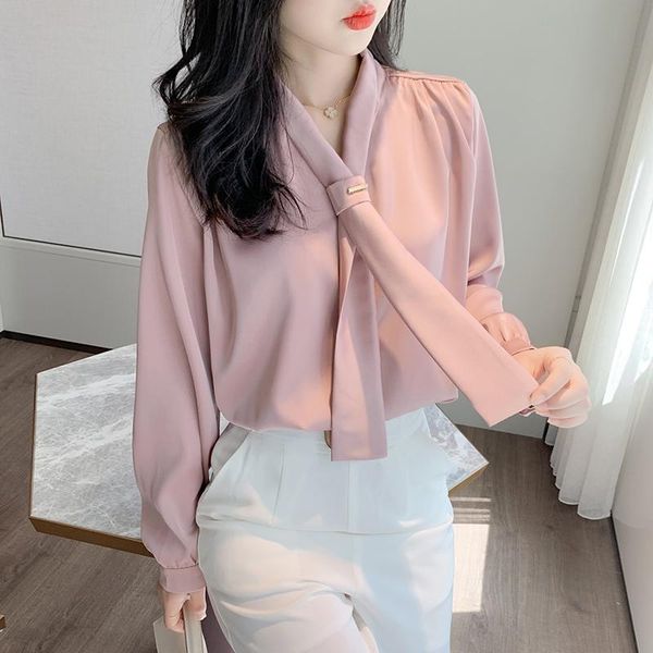

women's blouses & shirts chikichi chiffon shirt 2021 spring fashion bow loose professional women, White