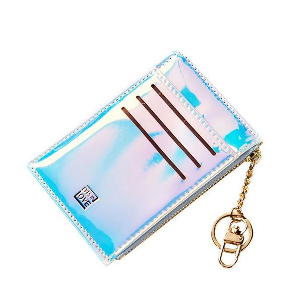 

women laser business bank credit id card holder cover travel bank bus credit card keyring key simple wallet chain car qylmkp