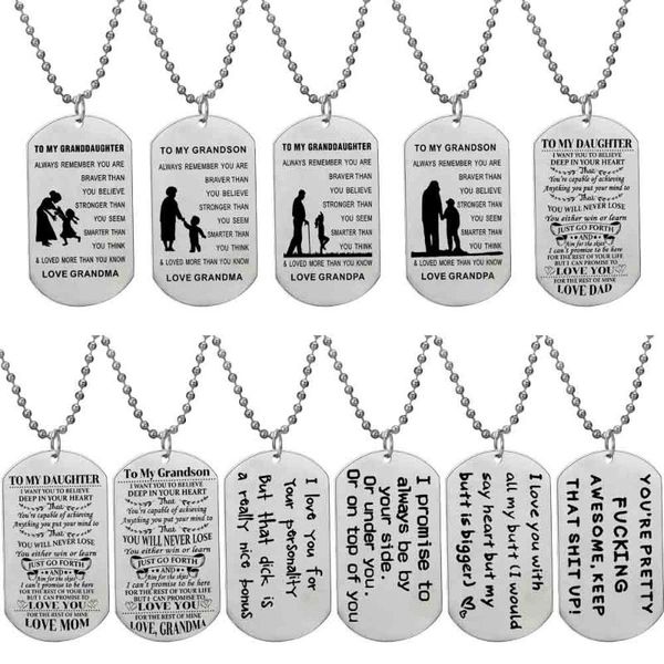 

pendant necklaces family series stainless steel gift to my granddaughter grandson daughter lovers wife husband friend brother beaded, Silver
