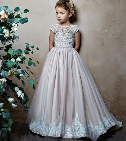 

cap sleeves long flower girl dresses for wedding birthday party kids clothing, White;blue