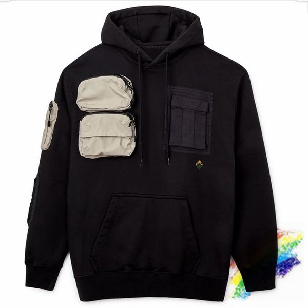 

embroidery hoodies men women 1 hoodie multiple pockets hooded, Black