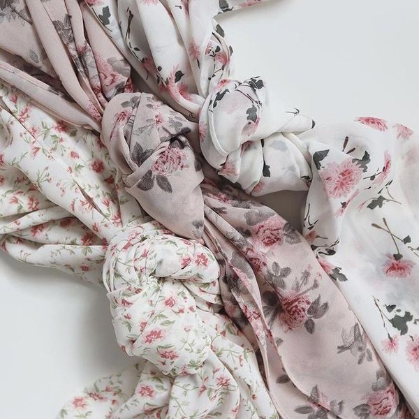 

ethnic clothing arrival pearl chiffon hijab scarf printed dot shawls malaysian arab headscarf wraps for women flower foulard bufanda, Red