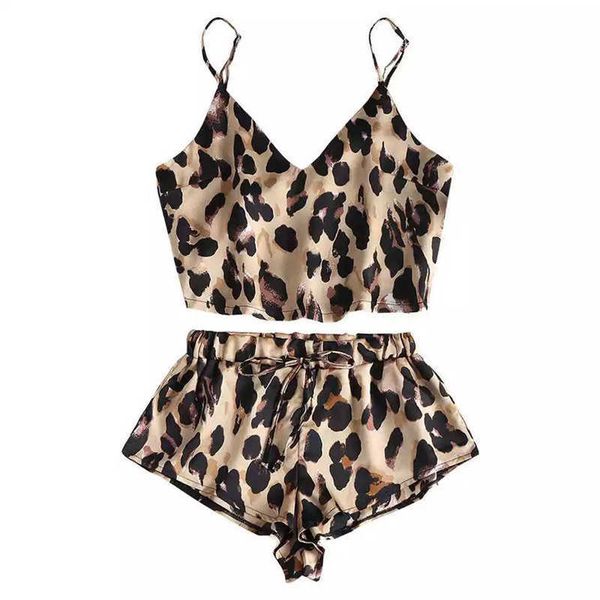 

wind leopard pattern temptation suspender pajamas fun underwear home clothes two piece uniform lure, Black;white