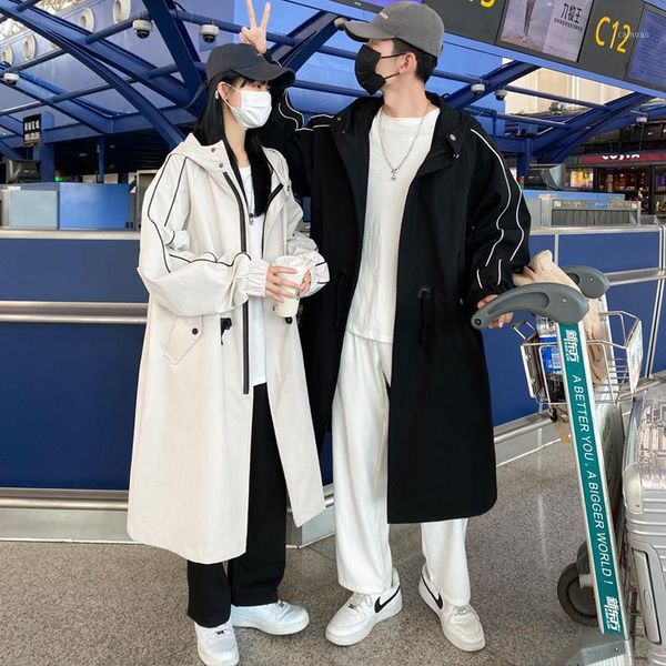 

women's trench coats autumn windbreaker men's long coat medium and lovers' neutral f997-p105-control 138, Tan;black