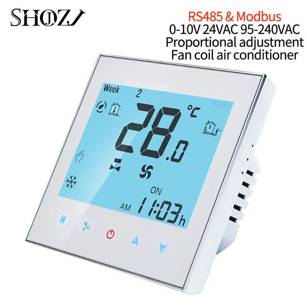

smart home control rs485& modbus rtu 0-10v 24v 95-240v remotely controls temperature thermostat switch for fan coil heat cool