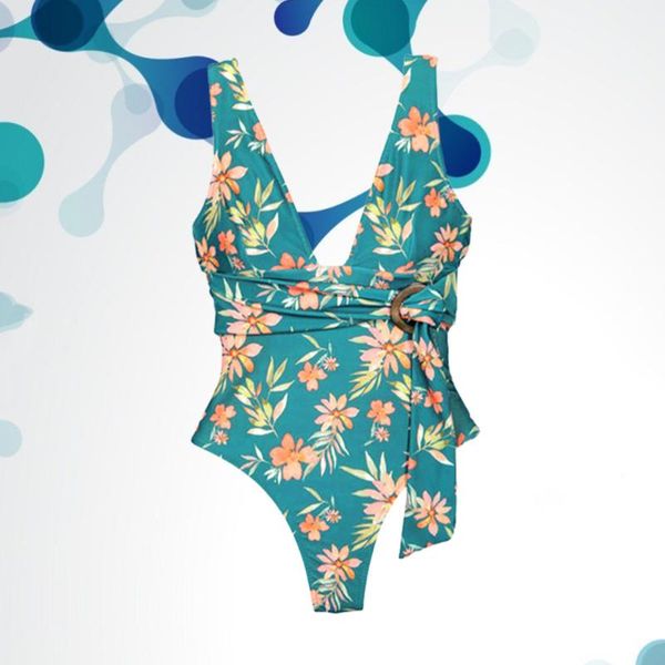 

swimwear suit beautiful v-neck line slimmer summer beach swimsuit for woman (size s, sky-blue)