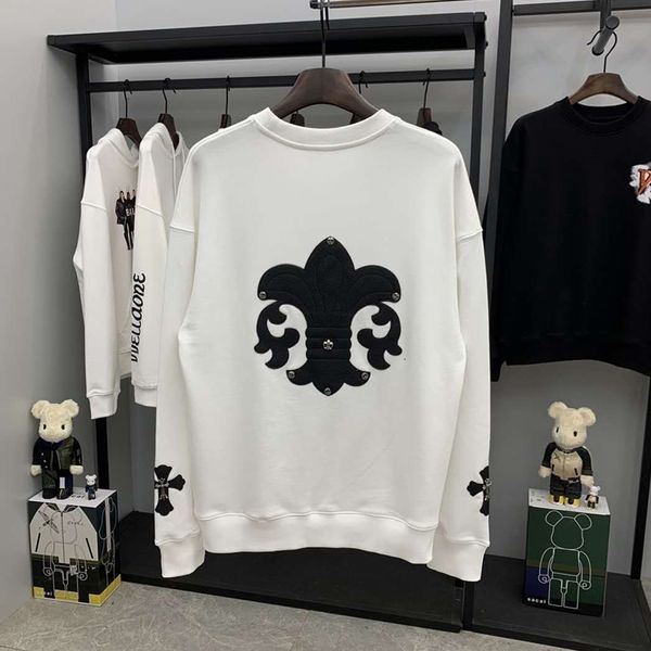 

brand crosin sweater chrome/hearts autumn brand winter cross ch crosin with leather round neck casual men's and women's fas, Black