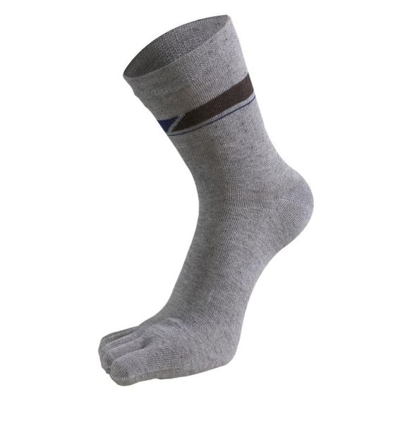 

men's socks men all cotton medium tube dress split toe striped five finger, Black