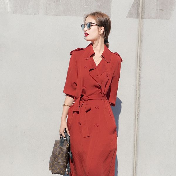 

2021 new women's spring trench autumn red double breasted coats for women tunique longue windbreaker ladies coat wx07 rs7l, Tan;black