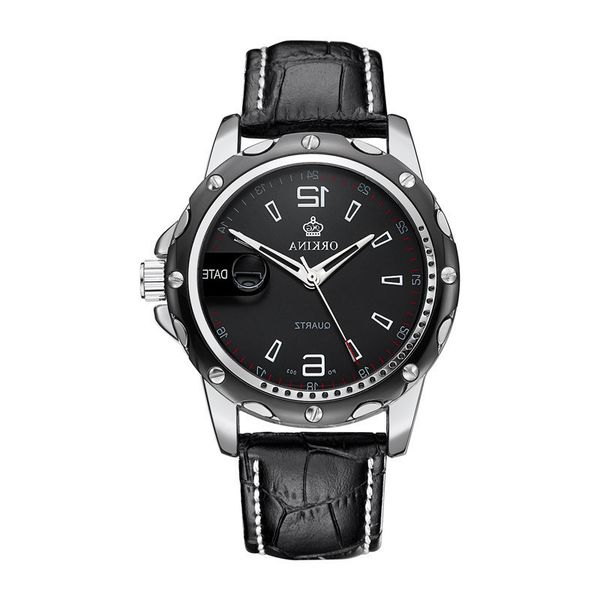 

orkina boys' trend simple belt quartz watch waterproof men's, Slivery;brown