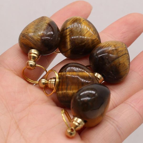 

charms natural semi-precious tiger eye stone perfume bottle pendant for jewelry making diy necklace accessories, Bronze;silver
