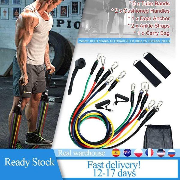 

resistance bands 11 pcs/set latex crossfit training exercise yoga tubes pull rope expander elastic fitness with bag1