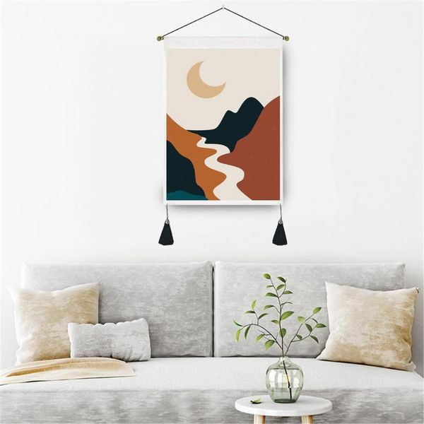 

tapestries 1pc landscape tapestry exquisite mountain moon sun printed for living room bedroom decoration wall art hanging picture
