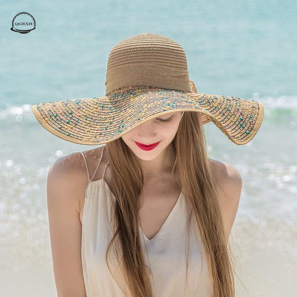 

wide brim hats seaside beach hat women summer sunscreen sun ladies dome straw outdoor fashion fisherman cap bonnet, Blue;gray