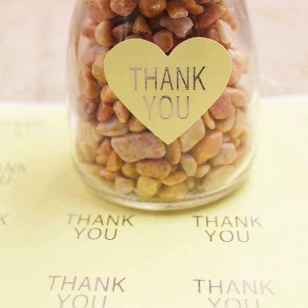 

gift wrap 300pcs heart shape yellow paper with gold foil printed seal labels diy thank you sticker for products decoration