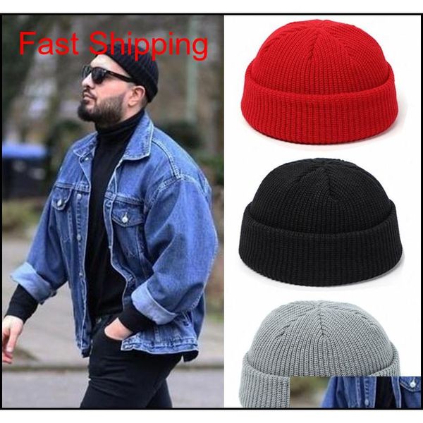 

2020 knitted hats skullcap men beanie hat winter retro brimless baggy melon cap cuff docker fisherman beanies jllxjn dh_garden, Silver
