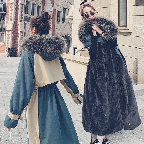 

women's down & parkas winter jacket 2021 female hooded warm overcoat long slim cotton plus velvet coat, Black