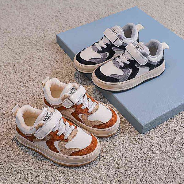 

children sneakers chunky mixed-color fashion boys girls casual shoes winter warm soft hook-loop non-slip 27-37 kids trainers g1210, Black;red