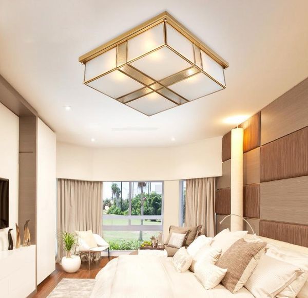 

ceiling lights led lamp chinese copper bedroom square study corridor room